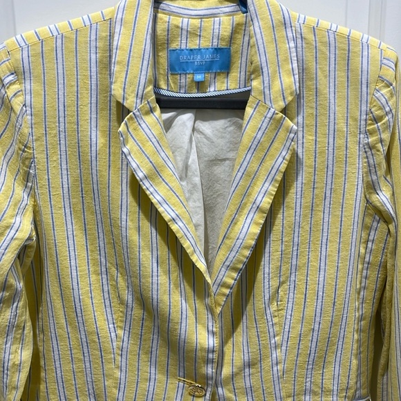Draper James RSVP Yellow Striped Linen Blend Blazer Sz M - Picture 2 of 7